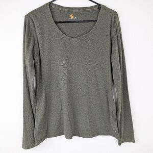 Carhartt soft olive green long sleeve scoop neck tee medium